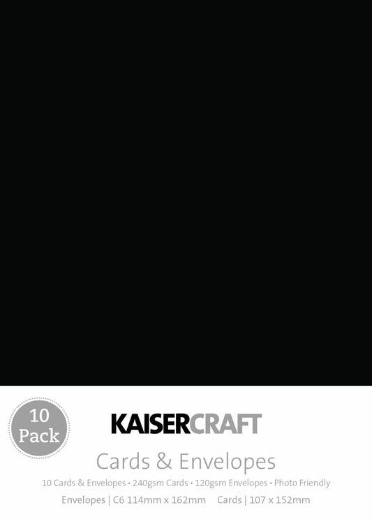 Cards & Envelopes Black 10pk
