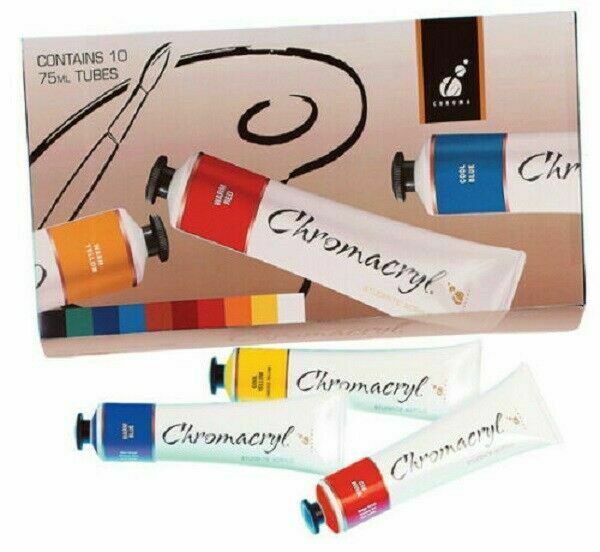 Chromacryl Acrylic Paint 10 x 75ml Tube Set